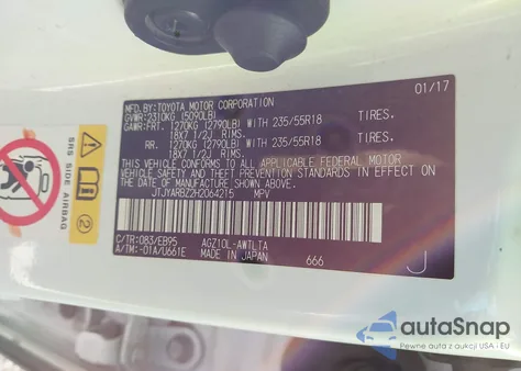 2017 Lexus Nx 200T F Sport z USA, uszkodzony, nr VIN JTJYARBZ2H2064215